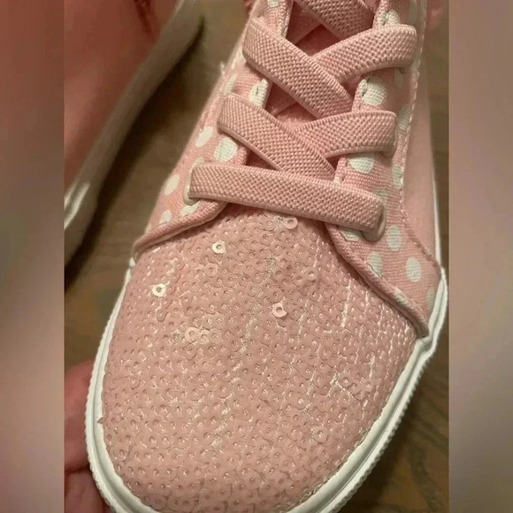 DISNEY Minnie Mouse Girls Hi Top SNEAKERS PInk & SEQUINS Sz 2 New With Tags - Picture 5 of 7